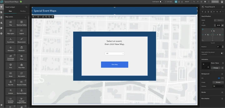 Related example: Special Event Maps layout in Experience Builder