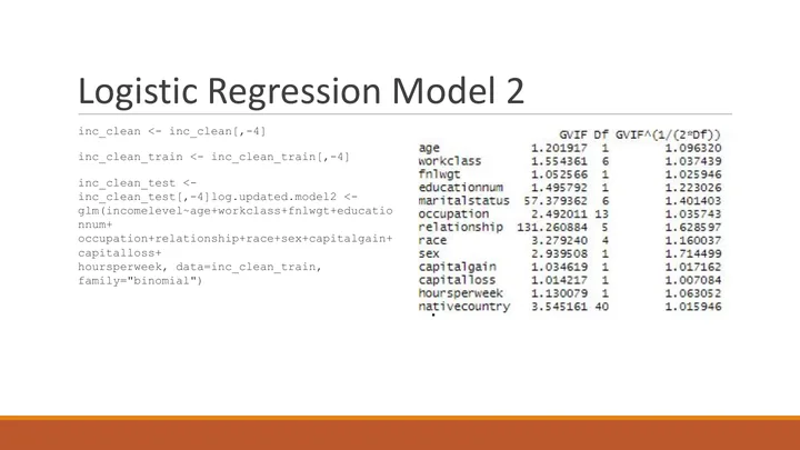Original R study, slide 12: Updated logistic regression