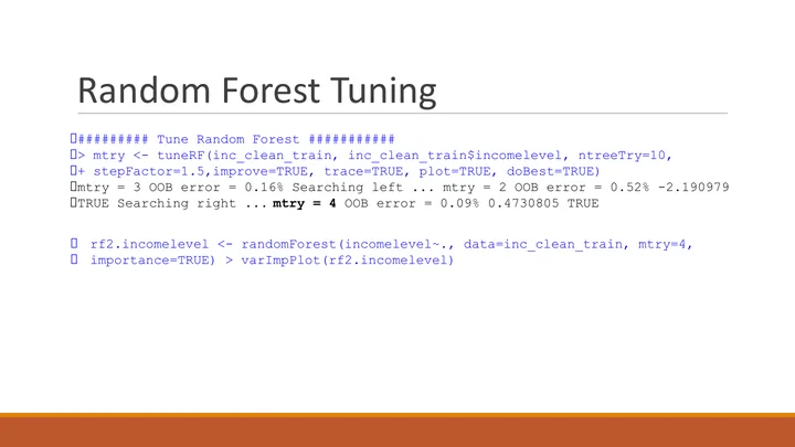 Original R study, slide 20: Random-forest tuning