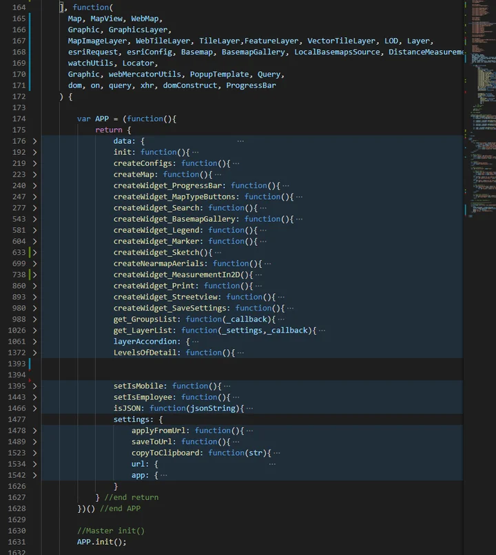 Legacy map initialization and widget functions